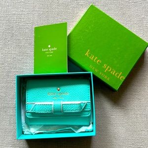 [NEW] Kate Spade Small Teal Wallet with box & card